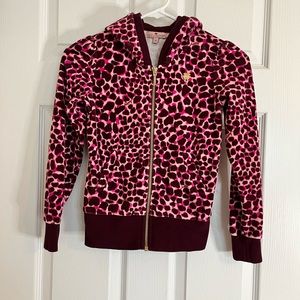 Juicy Couture Girls Sz 8 Hooded Cheetah Print Zip Up Jacket